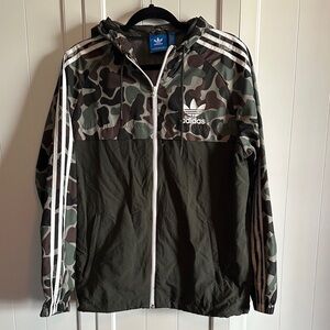 Adidas Men's Green Camo Windbreaker